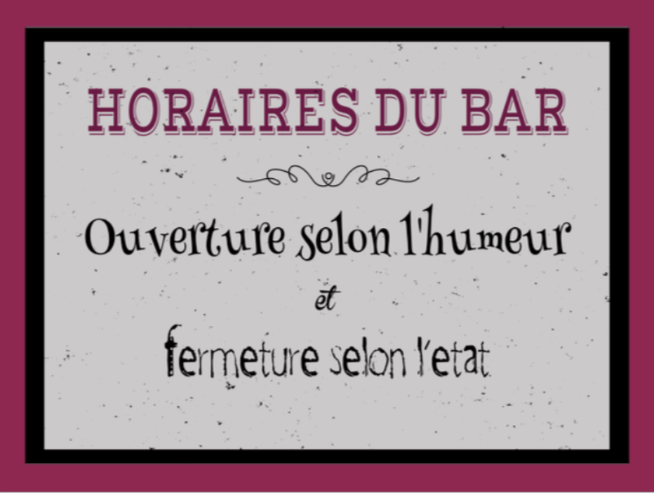 Horaires du Bar